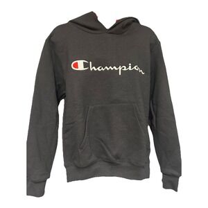 Champion Logo Pullover Hoodie‎ Sweatshirt Size Kids S Black Unisex NWOT